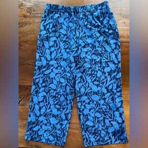 Talbots Women’s Wide Leg Pull On Pants P Vines Print Size XLP Pockets